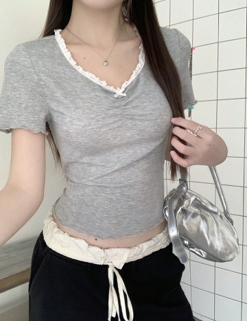 Tricou Shein DAZY, gri