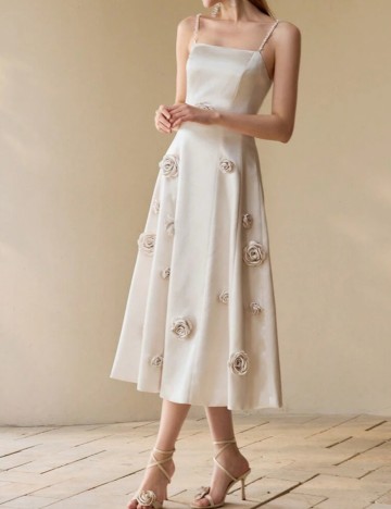 Rochie midi Shein MOTF, crem