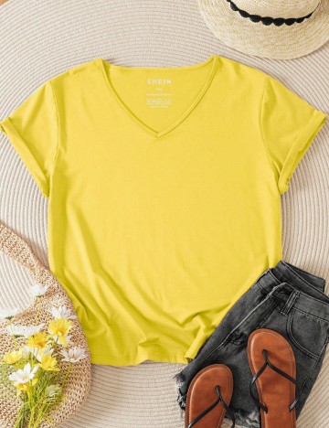 Tricou Shein Curve+, galben