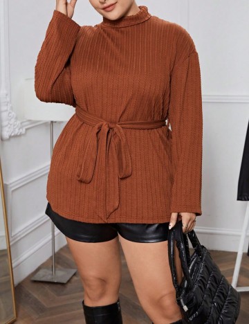 Bluză Shein Curve+, maro