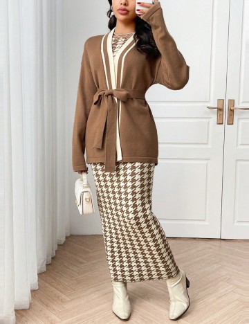 Set Rochie și Cardigan Shein, mix culori