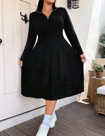 Rochie tricotată Shein Curve+, negru