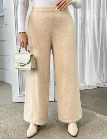 Pantaloni Shein Curve+, crem