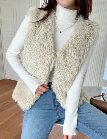 Vestă de blană Shein, bej