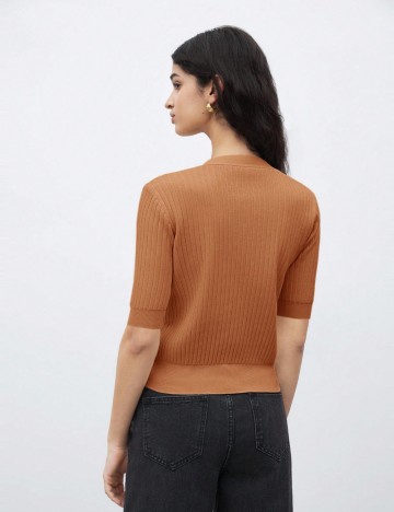 Bluză cu nasturi Shein, cărămiziu