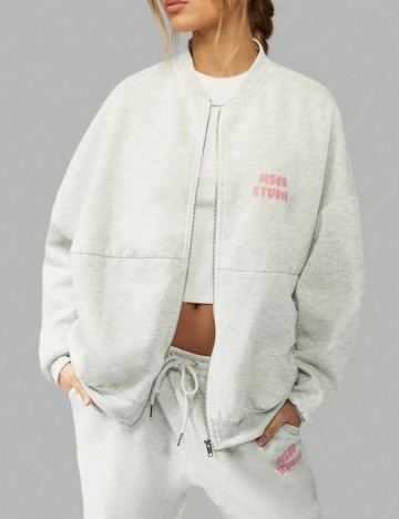 Bluză cu fermoar Shein, gri