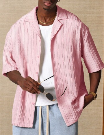 Cămașă cu mânecă scurtă Shein, roz