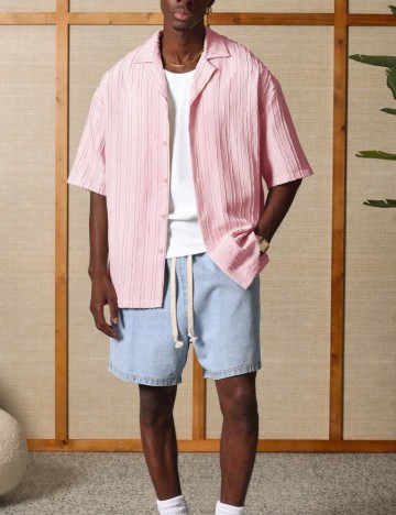 Cămașă cu mânecă scurtă Shein, roz