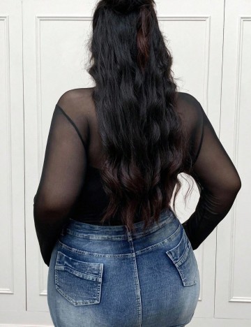 Body Shein Curve+, negru