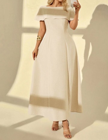 Rochie maxi Shein Curve+, crem