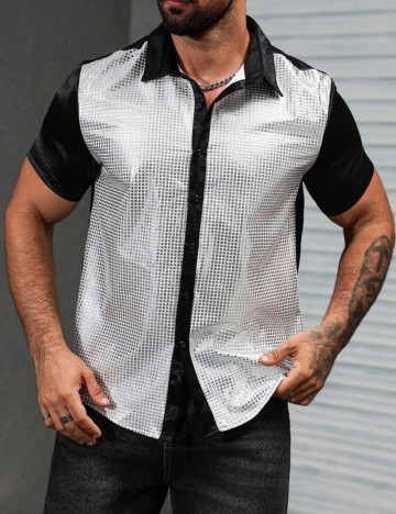 Cămașă cu mânecă scurtă Shein, argintiu