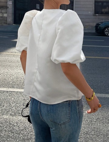 Cămașă cu mânecă scurtă Shein, bej