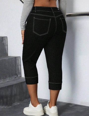 Pantaloni 3/4 Shein Curve+, negru