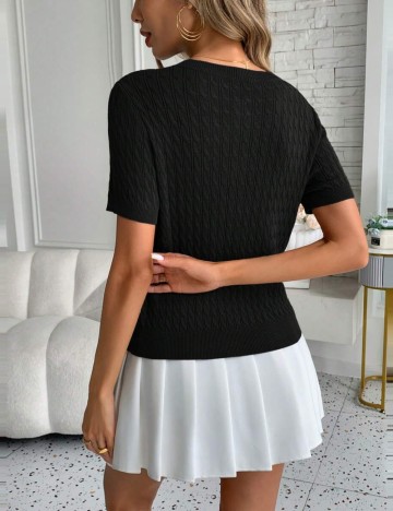 Pulover cu mânecă scurtă Shein, negru