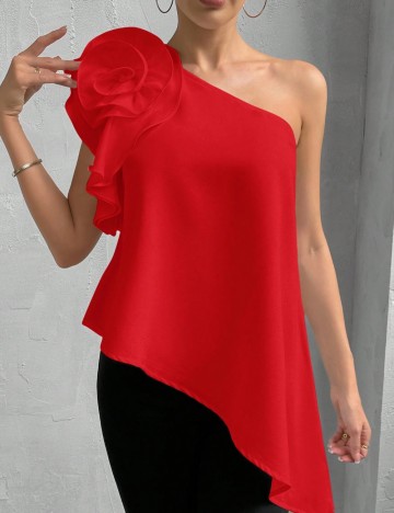 Cămașă cu mânecă scurtă Shein, roșu