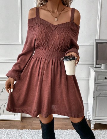 Rochie tricotată Shein, maro