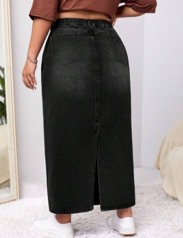 Fustă de blugi Shein Curve+, negru