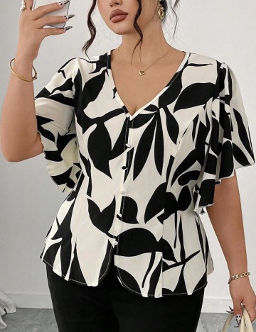 Cămașă cu mânecă scurtă Shein Curve+, mix culori