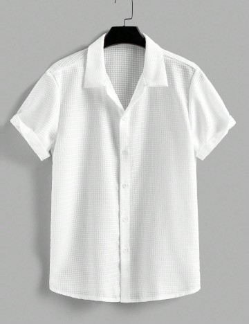 Cămașă cu mânecă scurtă Shein MANFINITY, alb