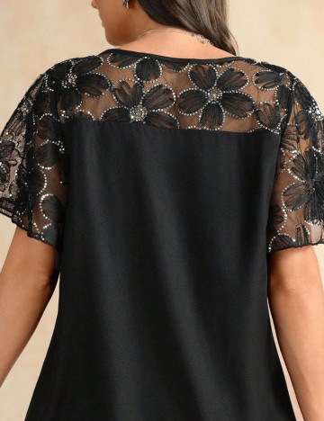 Cămașă cu mânecă scurtă Shein Curve+, negru