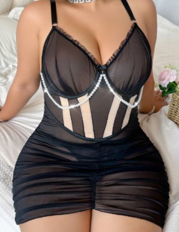 Rochie De Noapte Shein Curve+, negru