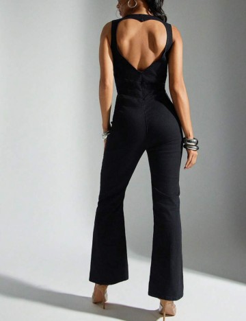 Salopetă de blugi Shein HAUTE, negru