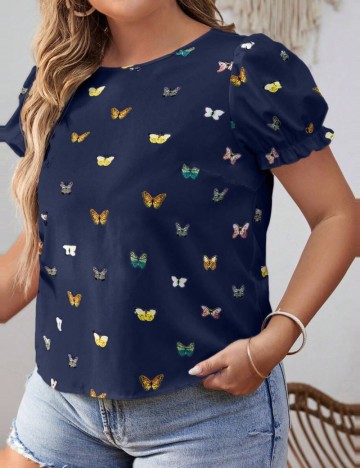 Cămașă cu mânecă scurtă Shein Curve+, mix culori