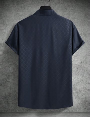 Cămașă cu mânecă scurtă Shein MANFINITY, albastru