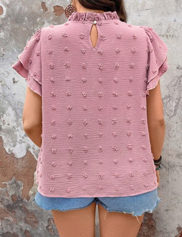 Cămașă cu mânecă scurtă Shein Curve+, roz