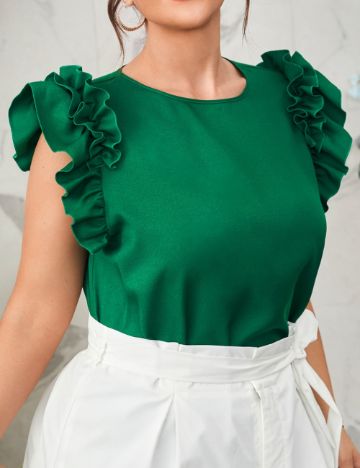 Cămașă cu mânecă scurtă Shein Curve+, verde