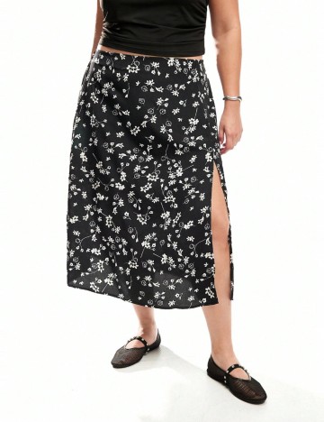 Fustă midi Shein Curve+, negru