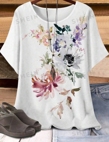 Tricou Shein Curve+, alb