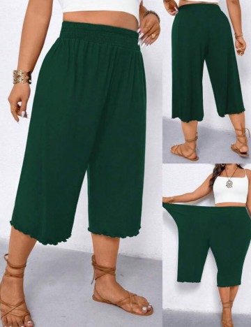 Pantaloni 3/4 Shein Curve+, verde