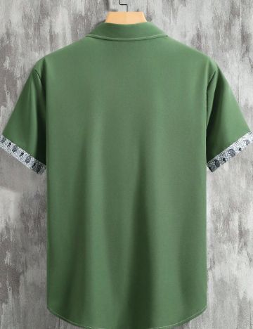 Cămașă cu mânecă scurtă Shein MANFINITY, verde