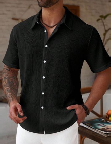 Cămașă Shein MANFINITY, negru