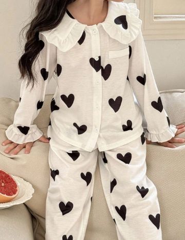 Compleu pijamale Shein, alb