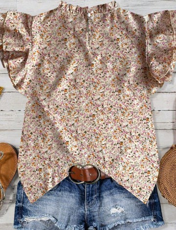 Cămașă cu mânecă scurtă Shein, roz