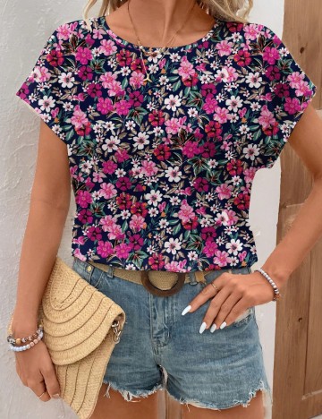 Cămașă cu mânecă scurtă Shein Emery Rose, mix culori