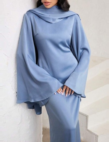 Set rochie și eșarfă Shein, albastru