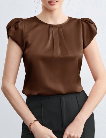 Cămașă cu mânecă scurtă Shein, maro