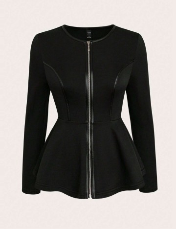 Bluză cu fermoar Shein Curve+, negru