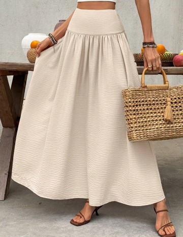 Fustă maxi Shein Curve+, bej