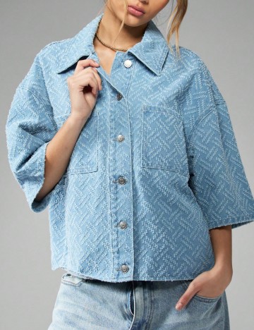 Cămașă cu mânecă scurtă Shein Missguided, albastru