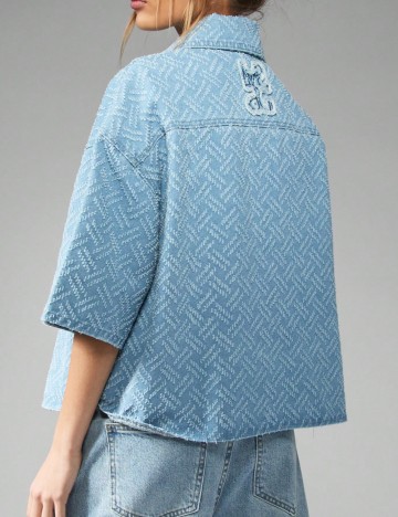 Cămașă cu mânecă scurtă Shein Missguided, albastru