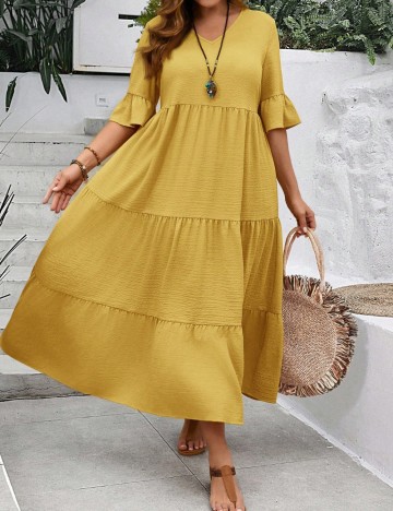 Rochie midi Shein Curve+, galben