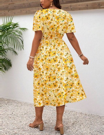 Rochie midi Shein Curve+, mix culori