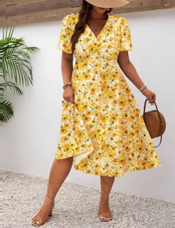 Rochie midi Shein Curve+, mix culori