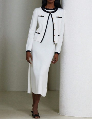 Set Rochie și Cardigan Shein, alb