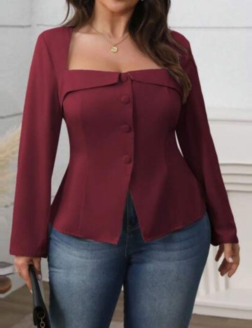 Cămașă Shein Curve+, vișiniu