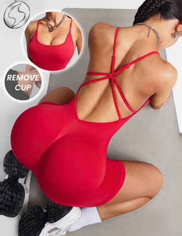 Salopetă scurtă Shein, roșu